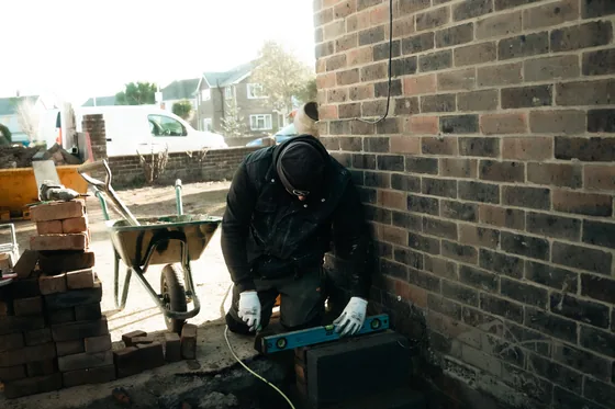 Brickwork being laid on site