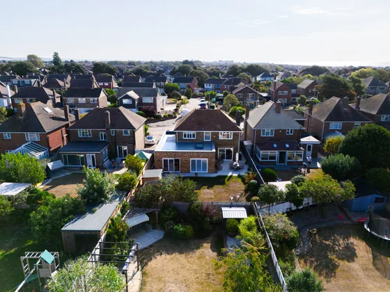 Aerial view of a completed extension