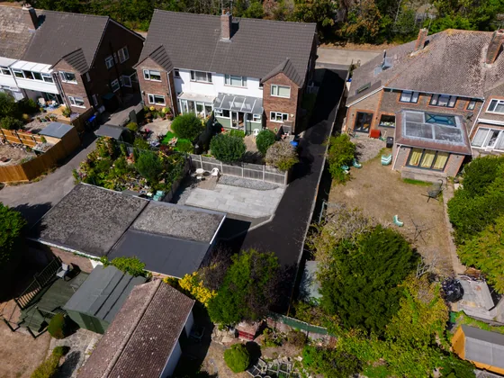Aerial view of a finished rear extension